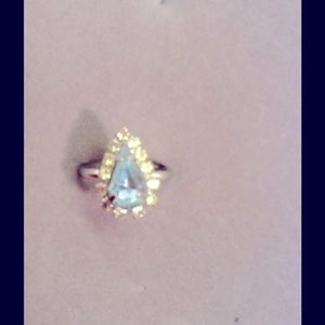 Vintage ACT 11 Ring pear shaped diamond look&stone
